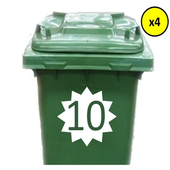

4x WHEELIE BIN NUMBERS CUSTOM HOUSE NUMBER VINYL GRAPHIC STICKER DECAL FREE POST