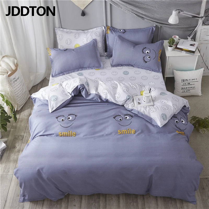 

JDDTON Simple Classic Style Bed Sheet Set 2020 New Arrival Double sided Bedding Set Quilt Cover Pillowcase Duvet Cover Set BE053