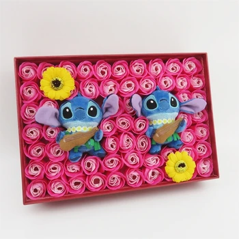 

Romantic Rose Soap Flower gift box with Plush Animal toys stitch bear Doll Creative Valentine's Day Birthday Wedding Gift