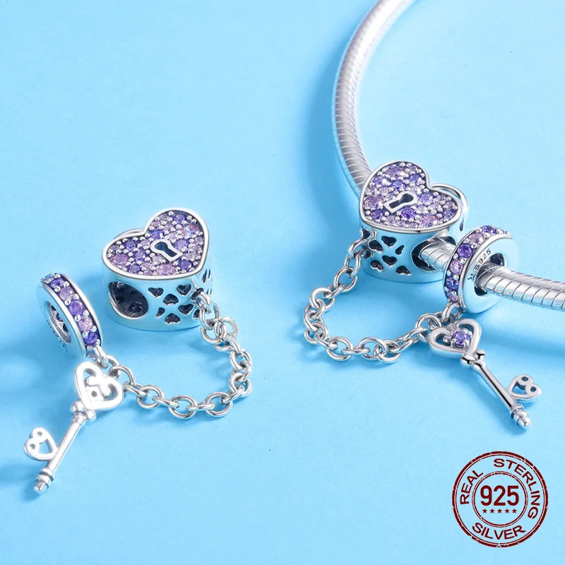 Womak fit браслет Pandora Шарм 925 пробы серебристый в форме сердца брелок безопасности подвеска «сделай сам» ювелирные изделия бусины