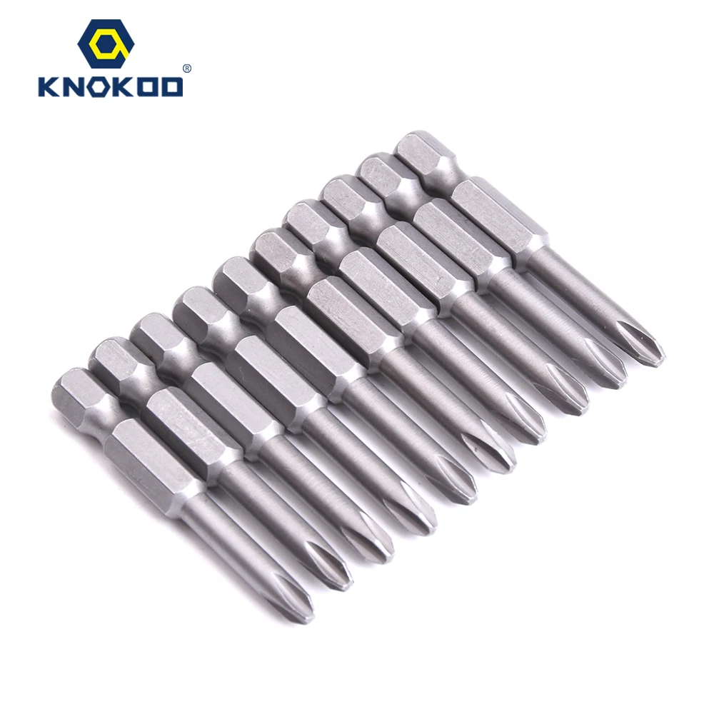 KNOKOO 1/4 Shank Screwdriver Drill Bit 50MM Length Phillips Head HEX6.35 Magnetic Screw Driver Bits 10pcs/lot