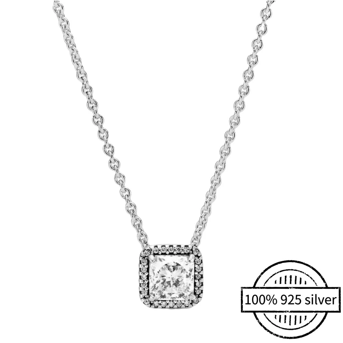 100% 925 Sterling Silver Pando Necklace Pendant Chain for Women Fashion Classic DIY Jewelry Gift