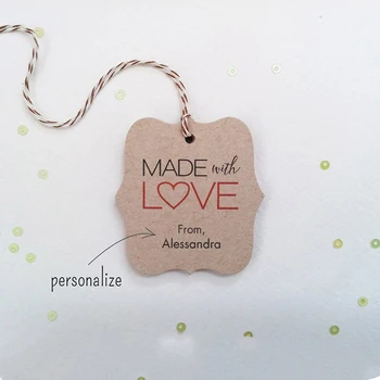 

Personalized Made With Love Tags Baked With Love Custom Gift Tags Brown Kraft Holiday Baking Tags Packaging tags