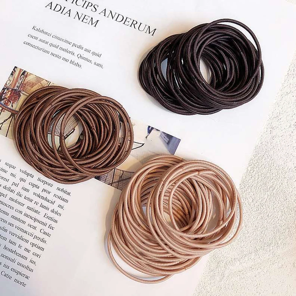50/100PCS Neue Farbe Nylon Elastische Haar Krawatte 5CM Gummiband für Frauen Männer Dünne Haarbänder Pferdeschwanz halter Haar Zubehör – Detail 10