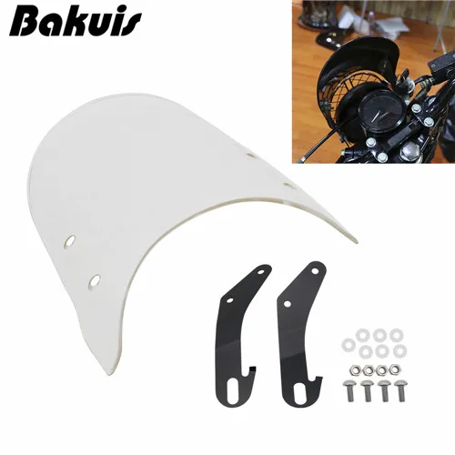 Для Honda Yamaha XJR 1300 Suzuki GSX 1400 Королевский мотоцикл ретро кафе фара гонщика 5-7 дюймов лобовое стекло инструмент козырек - Цвет: Clear