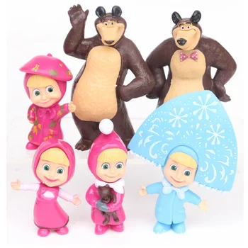 

Masha And Bear Toy 6 PCS/set Figure Doll Cake Decoration Masse Toys Bear Masshe Action Figure Micro Landscape Decoration