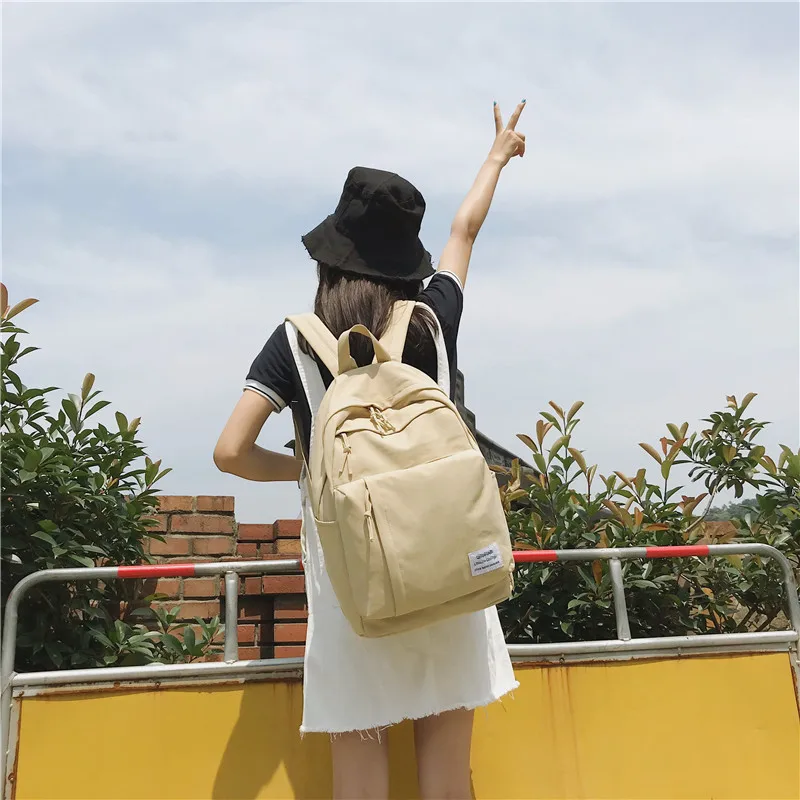 

Women's new waterproof nylon backpack multi-zip pocket backpack girl casual bag fashion trend solid color female bag