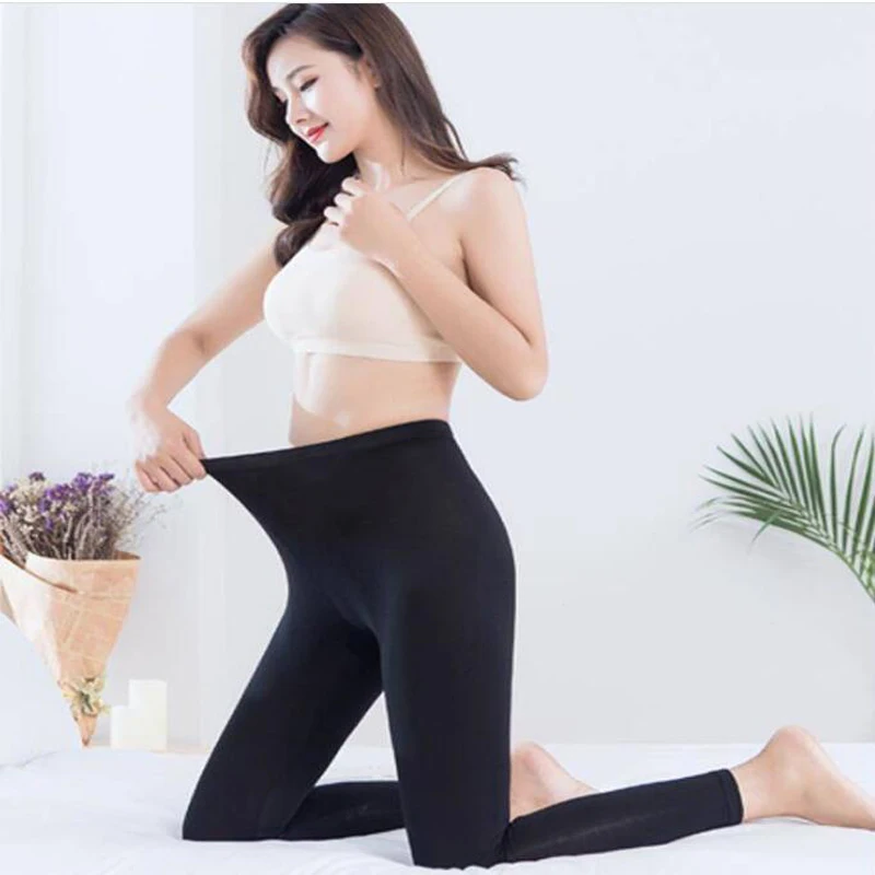 Leggings de color sólido s-7xl mallas de algodón modal mallas largas Pantalones gris negro blanco 6XL 5XL 4XL 3XL XXL XL L M S