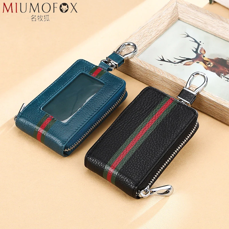 

Famous Designer Casual Car Key Wallet Genuine Leather Key Holder Housekeeper Keys Organizer Pouch Keychain Covers Case Bag RFID