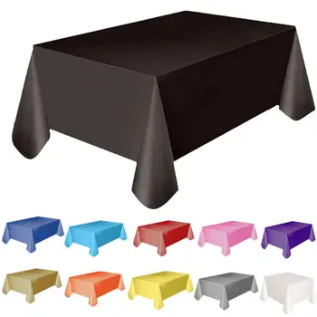

11 Color Solid Color Home Outdoor Wedding Hotel Party Banquet Tablecloth 137x183cm Rectangle Party Theme Plastic Table Cover New