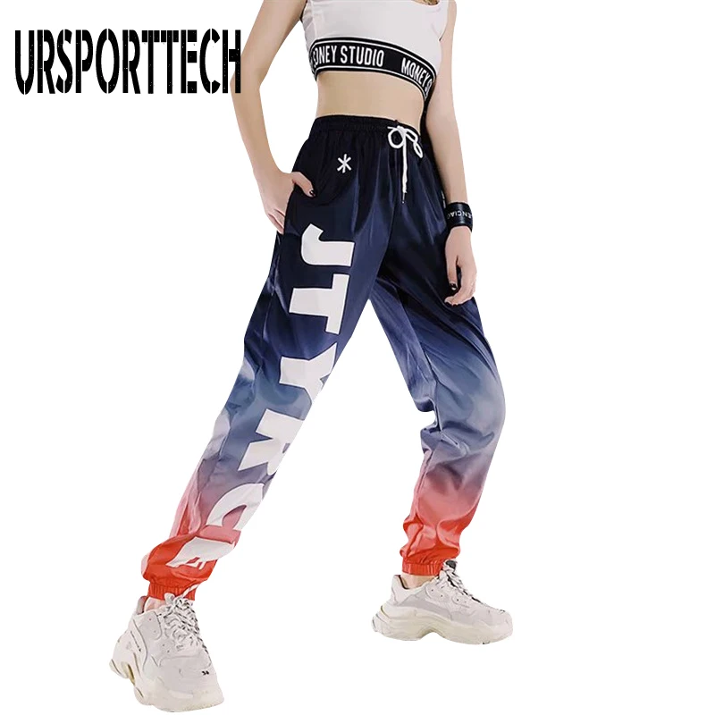 

American Style New Streetwear Hip Hop Trousers Unisex Jogger Pants Men Youth Fashion Color Gradient Letter Harem Pants Summer