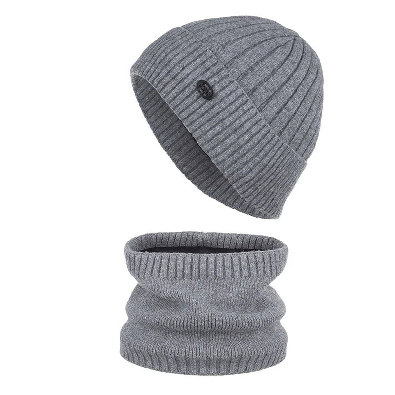 2 шт Шерсть Мужская/женская теплая шерстяная шапка хлопок Skullies Beanies ветрозащитная вязаная шапка, сезон осень-зима Кепка унисекс с шарфом