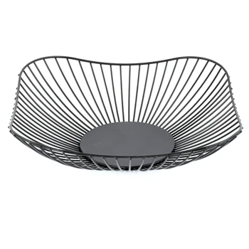

Nordic Wrought Iron Fruit Basket Luxury European Fashion Fruit Plate Metal Hollow Storage Basket Bread Basket For Home