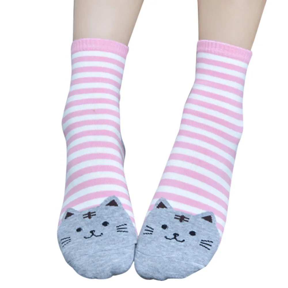 Дизайн, милые Носки с рисунком кота полосатые женские хлопковые носки для пола с рисунком кота, зимние носки с 3D рисунком Прямая поставка, A30830 - Цвет: A