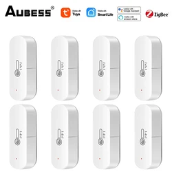 8pcs Aubess Tuya ZigBee Smart Temperature Humidity Sensor Monitoring Reminder Temperature Humidity Via Smart Life Remote Control