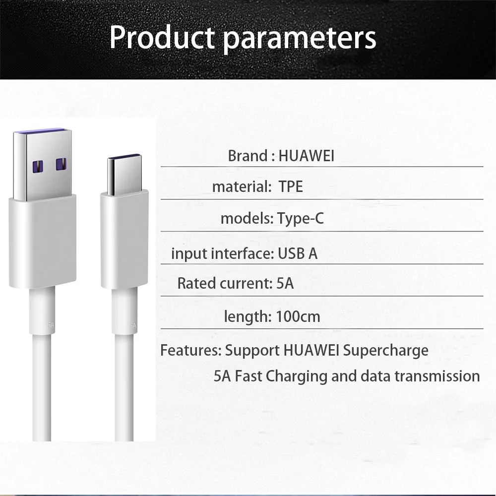 Huawei Supercharge type-C Cabel P30 Pro P 20 p 10 mate10 p9 P9 Plus 5A Snelle Snellader отправка USB 2,0 type C происхождения