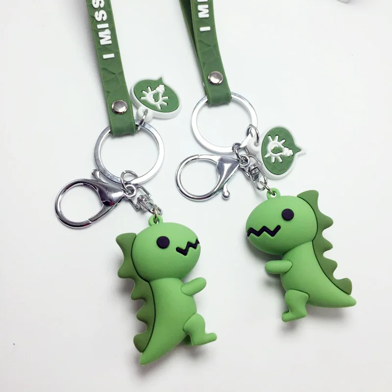 

2019 New Fashion Cute Dinosaur Keychain Cute Key Ring Cartoon PU Key Chain Creative Car Bag Phone Key Ring For Men Or Women