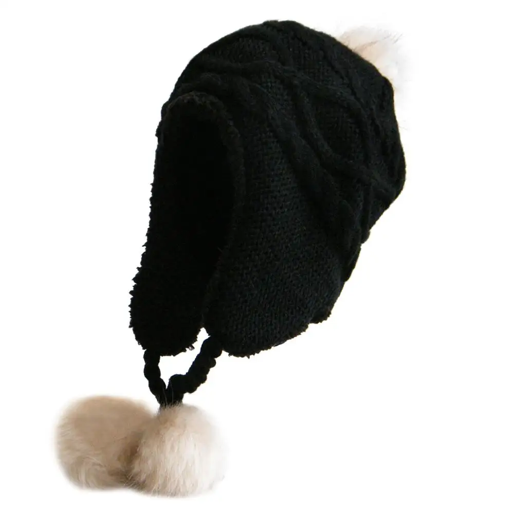 Brand Winter knitted Beanies Hats Women Thick Warm Beanie PomPoms Hat Female knit Bonnet Beanie Caps Parent-child Accessories