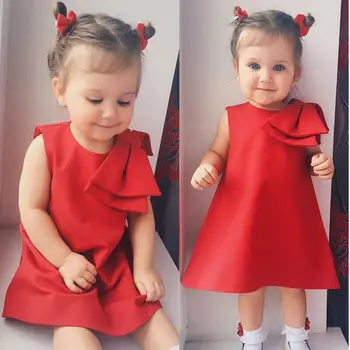 

Kids Baby Girls Flower Princess Dress elegant cute red party Pageant elegant vestido kids dresses for girls