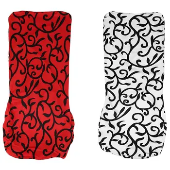 

2x Stretchy Dining Chair Cover Short Chair Covers Washable Protector Seat Slipcover (Red + Black&White + Black)
