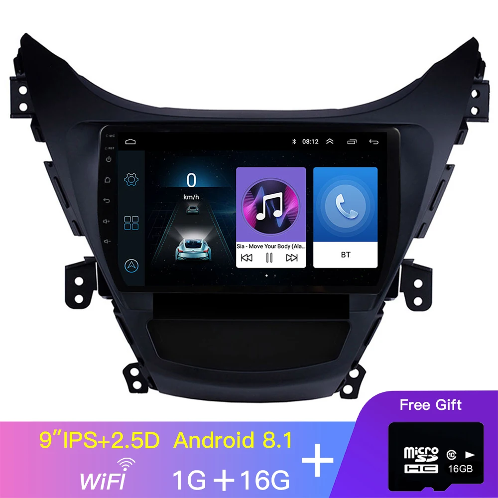EKIY 9'' IPS Android 8.1 Car Radio For Hyundai Elantra GPS Navi Bluetooth 2011-2013 Car DVD Player Steering Wheel Control - Цвет: C9-HY09-1-16 Wifi