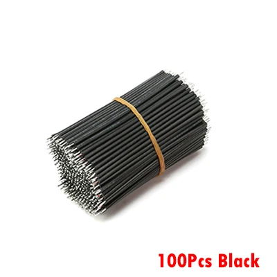 100Pcs Black cable 100 шт./лот Оловянная макетная плата припоя кабель 22AWG 6 см Fly Перемычка провод кабель оловянные проводящие провода 1007-22AWG соединительный провод - Цвет: 100Pcs Black cable