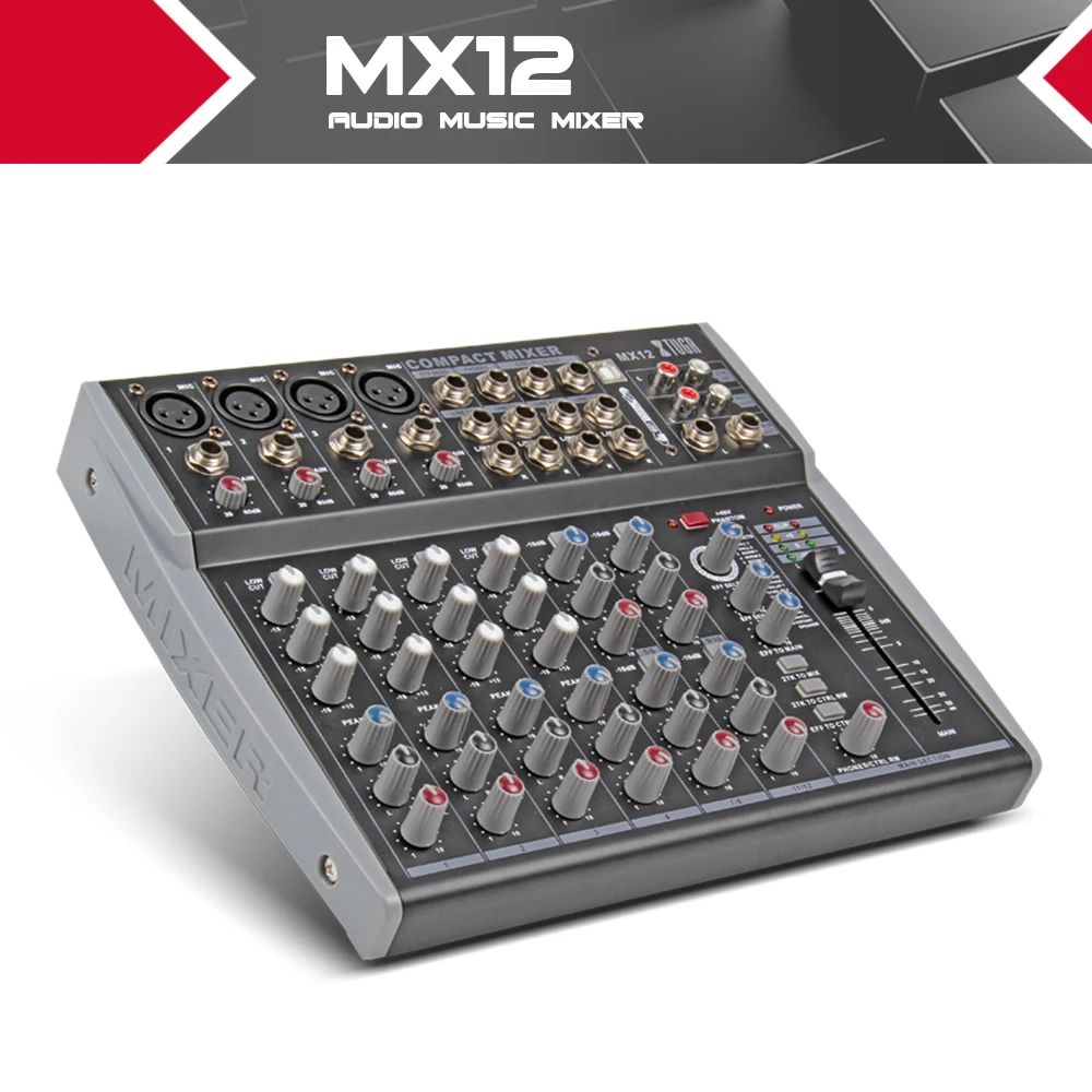 XTUGA 12 Каналы аудио DJ микшер смеситель микшерный пульт с USB XLR линии Вход 48В