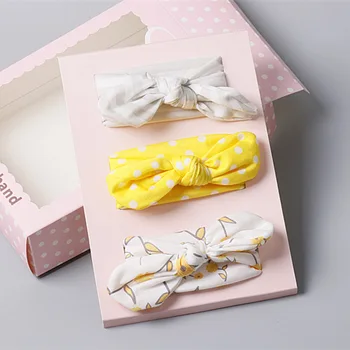 

3 Pcs Card-mounted HeadBands for Children Combination Set Bowknot Small Ear Gift Box Set