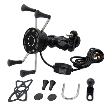 

Motorcycle Phone Mount 10W Fast Charge Wireless & USB Charging Holder Universal Rotation Bracket for iPhone Samsung and other 5