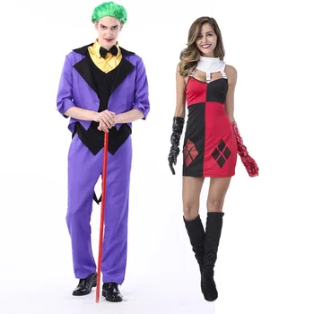 

Suicide Squad Joker Cosplay Costume Adult Fancy Halloween Costume Men SUIT Women Sexy Dress Couple wear Costume