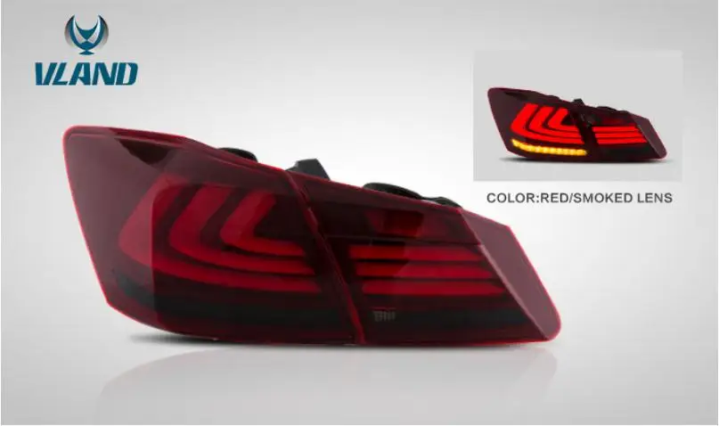 VLAND завод для Автомобильный габаритный задний фонарь для Accord светодиодный фонарь с движущимся сигналом+ подключи и играй - Цвет: Red smoke