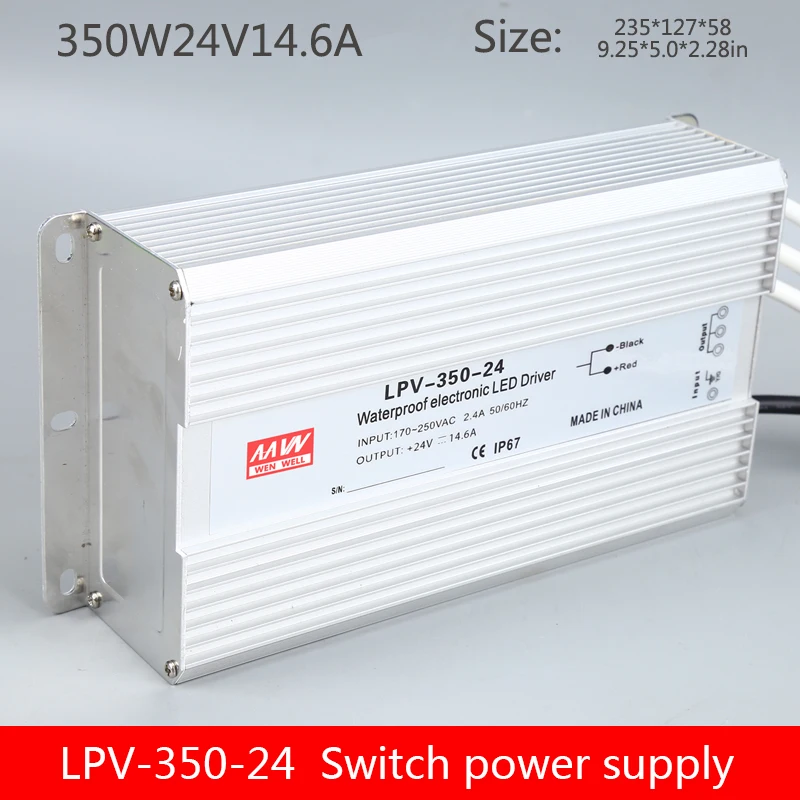 350W24V14. 6A водонепроницаемый выключатель питания Одиночная группа DC Выход 12v36V48V открытый трансформатор дождя