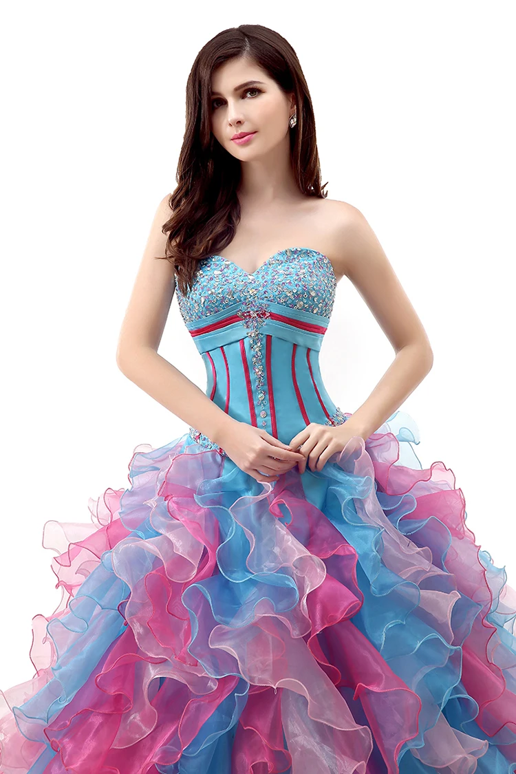 Robe de bal красочные Бальные платья на шнуровке сзади гофрированное бальное платье из бисера vestido 15 anos Сладкий vestidos de quinceaneras