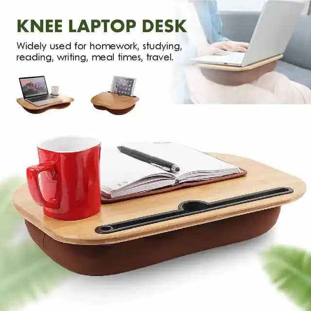 Wood Pc Tablet Desk Bed Cushion Knee Handy Computer Reading Writing Table  Tablet Tray Cup Holder Laptop Stand Pillow Office Desk - Laptop Stand -  AliExpress