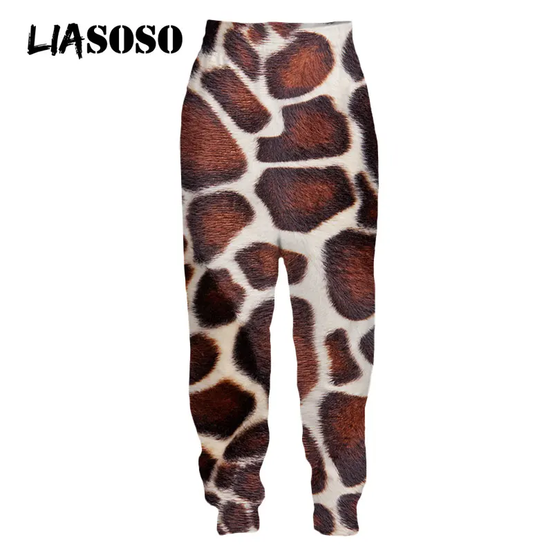 LIASOSO 3D Print Leopard Giraffe Fur Wild Animal Sweatpants Jogging Women Men's Casual Cool Harajuku Streetwear Pants Oversized