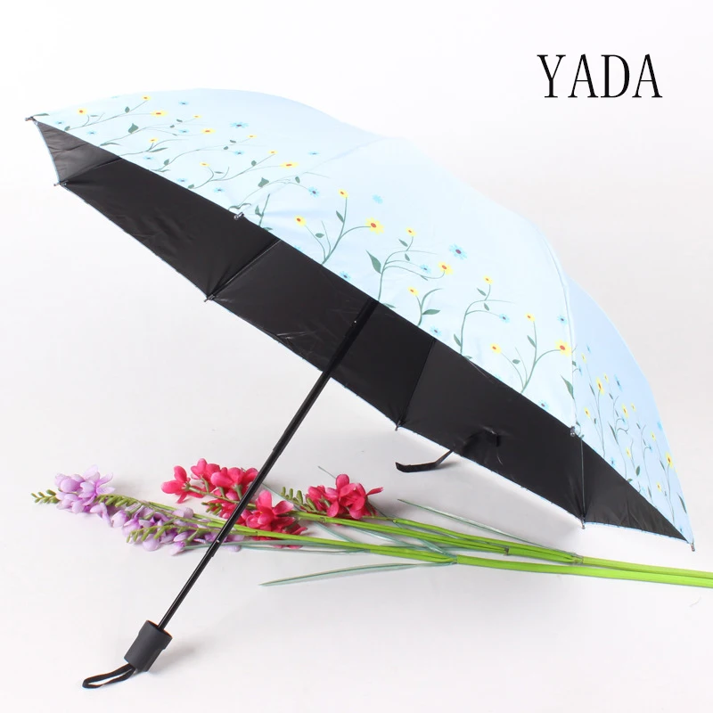 

YADA 2022 Mini INS Fashion Flower Umbrella Parasol Rainy Three Folding Umbrellas For Girl Women UV Windproof Umbrellas YD200029