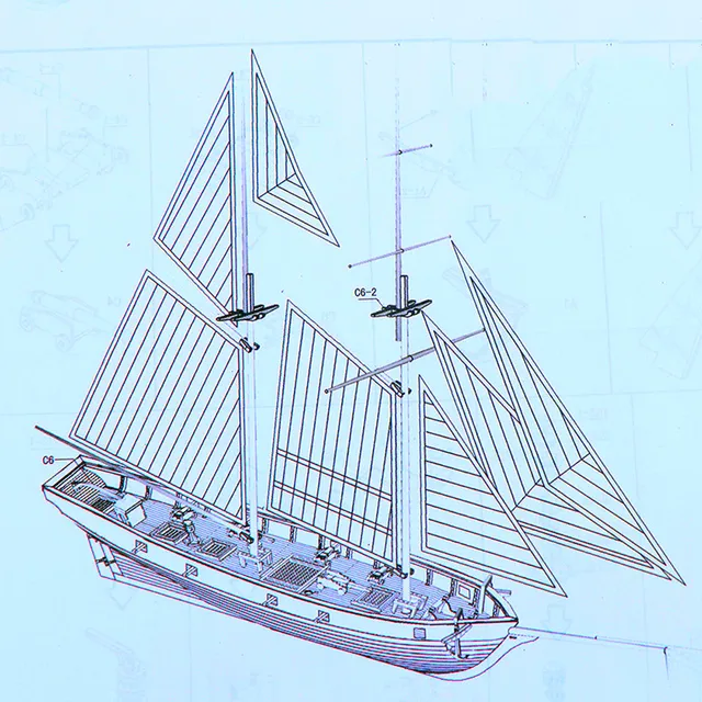 1:100 Wooden Kit DIY Assembling Building Kits Ship Model Wooden Sailboat Toy Sailing Model Assembled 3