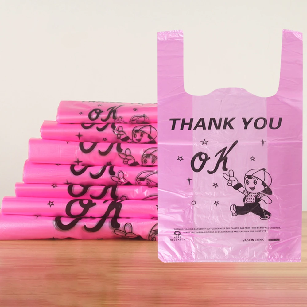 

Thank you printed Lovely Shopping Bags Supermarket Plastic Bags With Handle