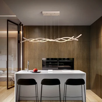 

Hot Wave shape modern led chandelier for dining kitchen room shop home decoration 110-240V pendant chandelier free shipping