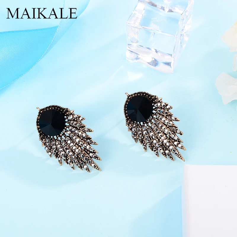 MAIKALE уникальный дизайн черное позолоченное кольцо серебряные серьги-гвоздики цветные геометрические преувеличенные серьги для женщин роскошный подарок