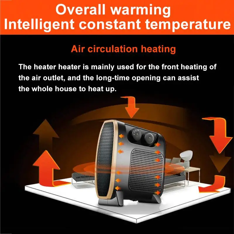 1500W AdjustableThermostat Electric Heater Portable Air Warmer Energy Saving Air Blower Fan for Winter Indoor Heating Camping