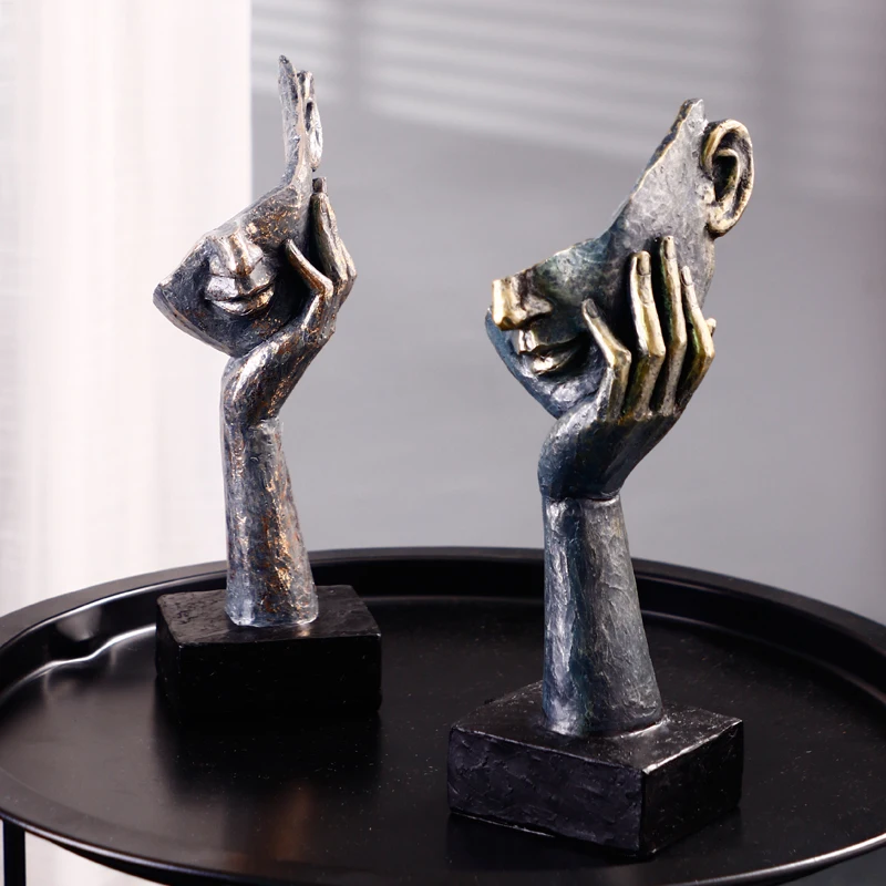 

Decoration Display Vintage Resin Sculpture Human Meditator Statue Head Home Decor Crafts Abstract Face Figurines Living Room