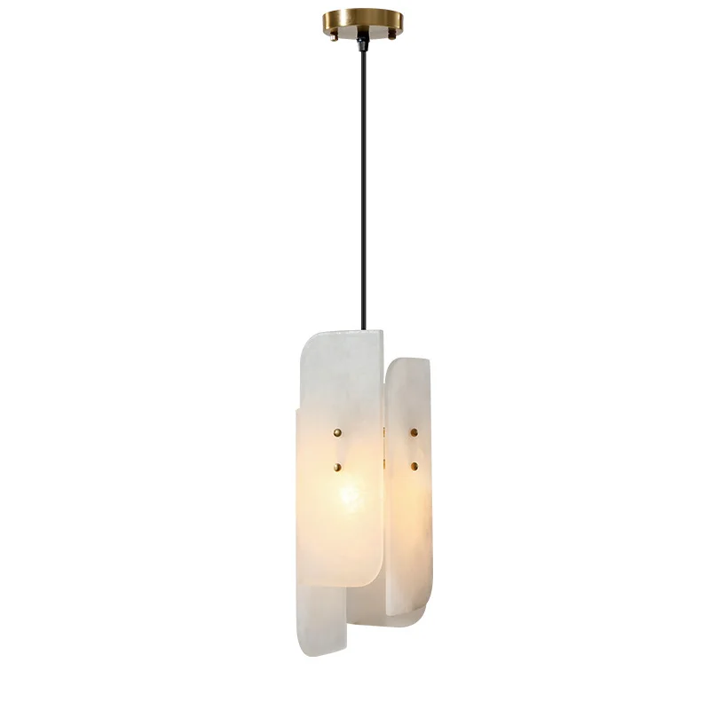 

Modern New Chinese Style Creative E27 Villa Duplex Marble Pendant Lamp New Design High Quality All Copper Lampbody Hanging Lamp
