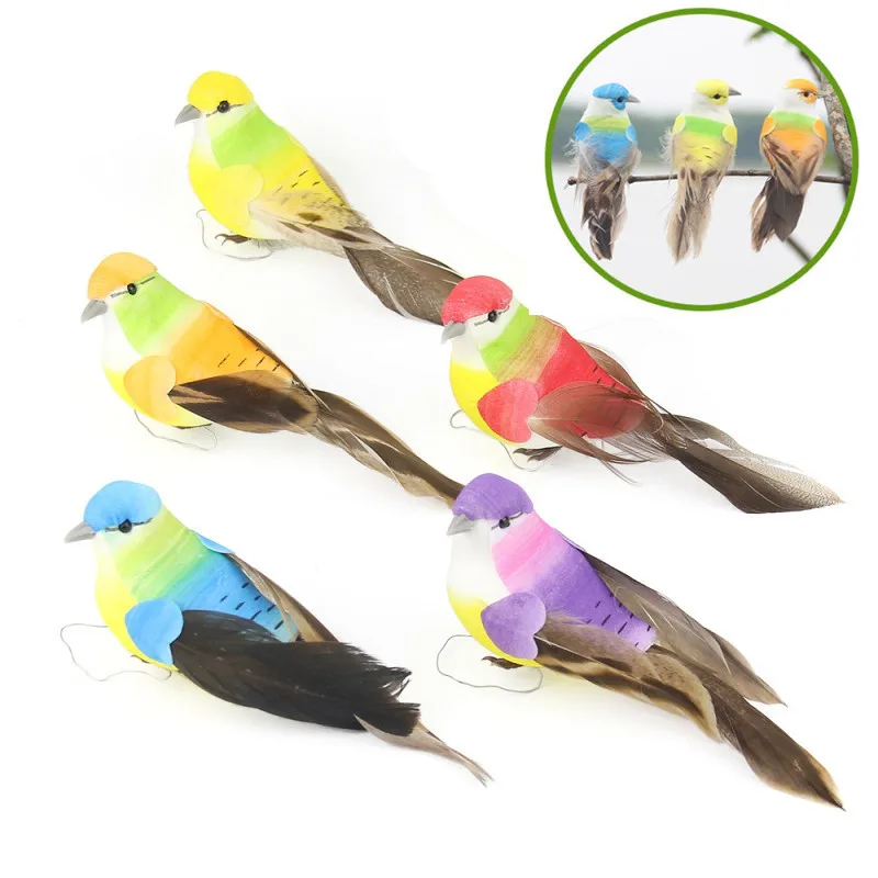 

4 Pcs/Set Simulation Feather Birds Models Fake Artificial Foam Animal Wedding Home Garden Ornament Craft Miniature Decoration