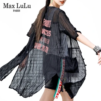

Max LuLu New 2020 Summer Korean Designer Fashion Clothing Ladies Chiffon Shirts Women Long Sun-proof Blouses Female Printed Tops