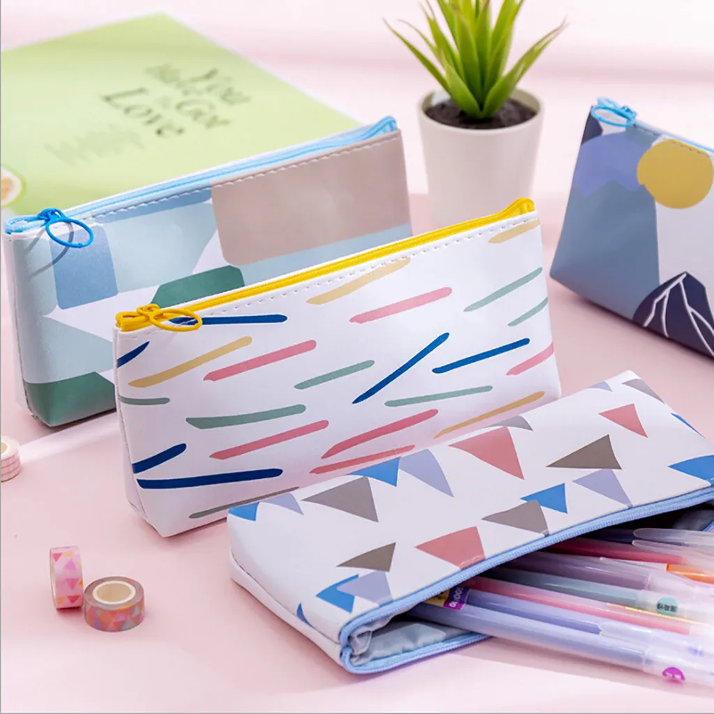 Геометрическая сетка пенал Papeleria пенал для канцелярских принадлежностей мешочек офисный пенал для школы Piornik Szkolny