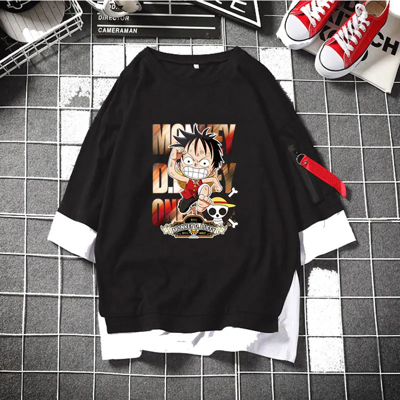 H Модная мужская женская Повседневная футболка Аниме one piece Luffy футболка с коротким рукавом футболки уличная спортивная одежда для косплея - Цвет: H
