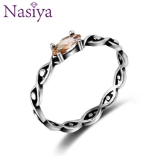 Nasiya, милое винтажное антиаллергенное кольцо из стерлингового серебра 925 пробы с цветным кубическим цирконием, крученая повязка для женщин, Коктейльные, вечерние
