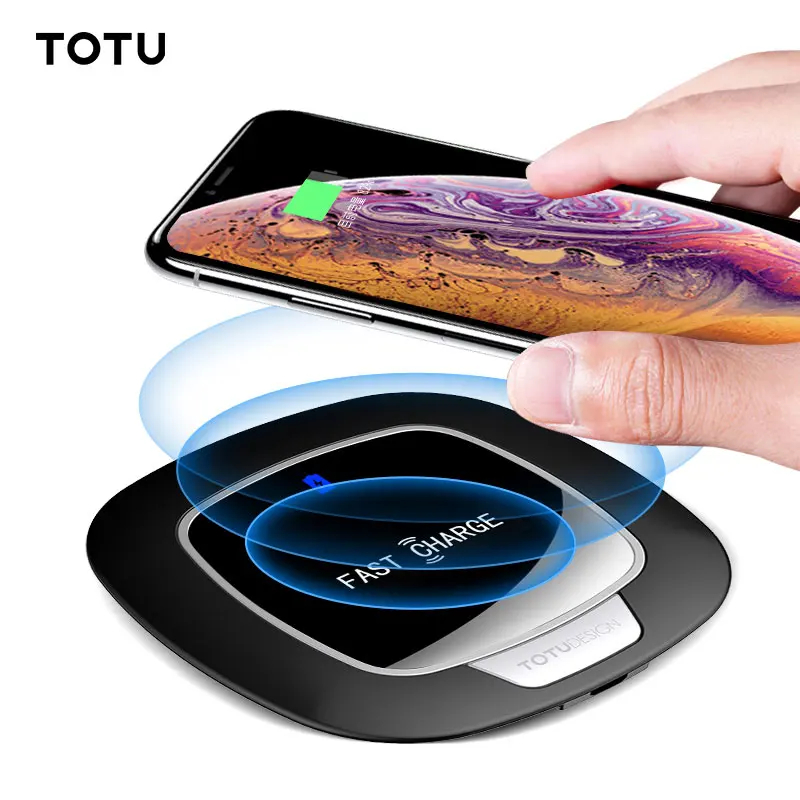 

TOTU 10W Qi Wireless Charger For iPhone X Xs Max Xr Desktop Fast Wireless Charging Pad For Samsung Galaxy Note 9 8 S9 S8 Plus