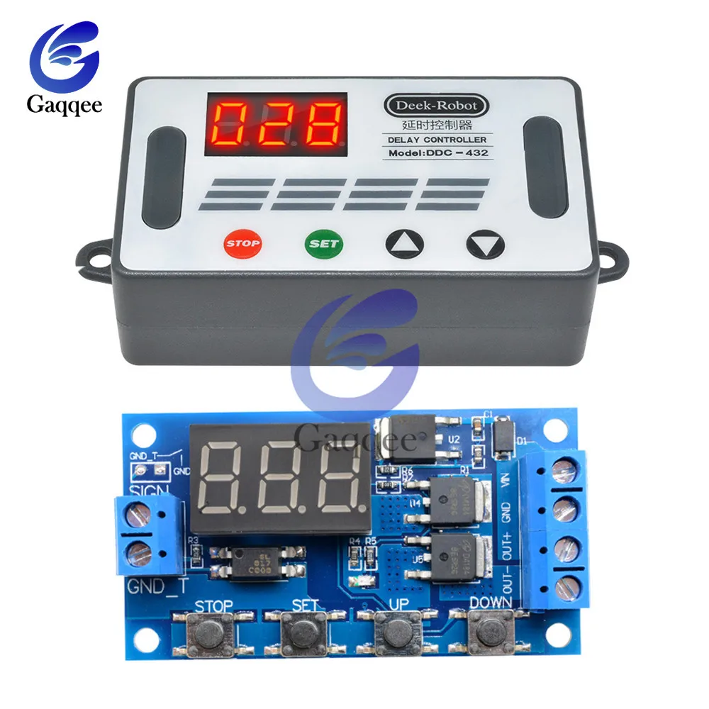 DC 12 V-24 V двойной МОП-светодиодный цифровой реле задержки времени Управление; время задержки выключатель Управление модуль светодиодный цифровой дисплей-таймер